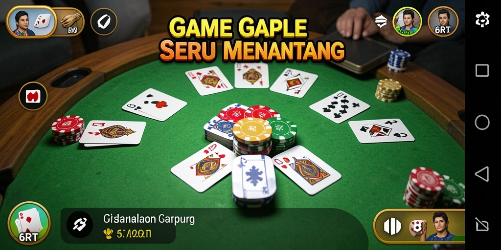 Tampilan gameplay seru di 6RT yang menampilkan Gaple klasik.