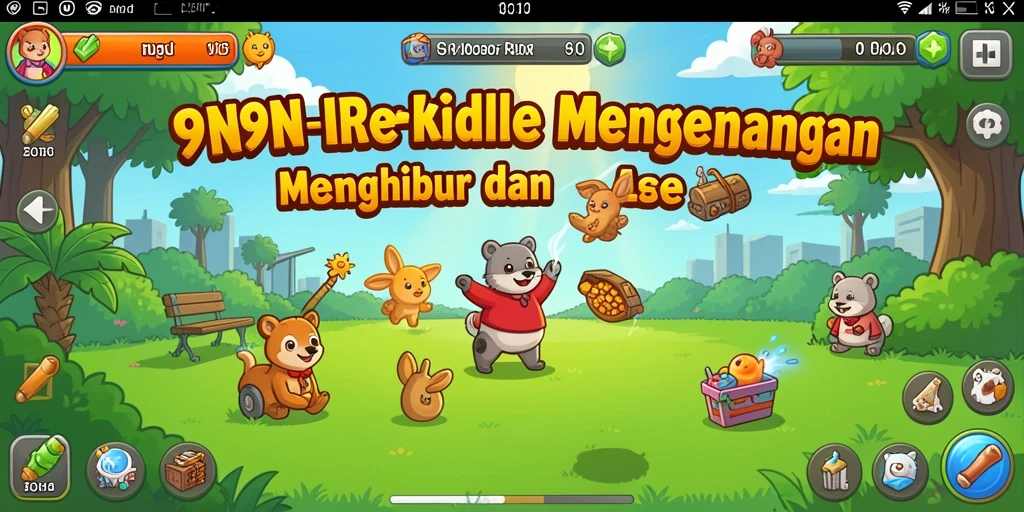 Screenshot gameplay menunjukkan karakter berkembang dalam 9N9N.