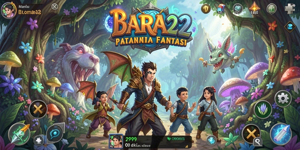 Tampilan gameplay seru BARA22 dengan karakter berpetualang.