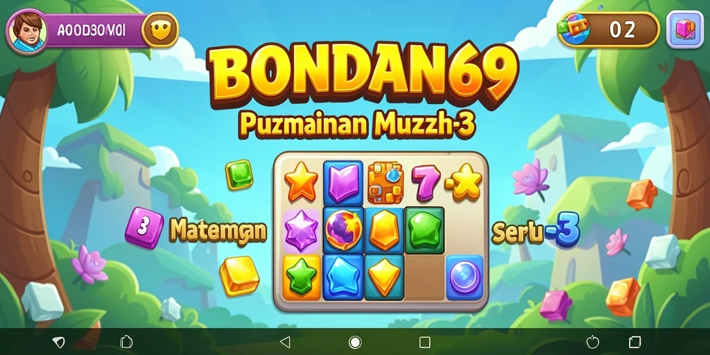 Tampilan gameplay BONDAN69 dengan keseruan permainan Match-3.