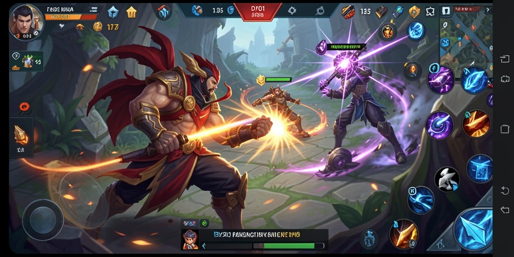Tampilan gameplay seru dari DY01 dalam pertempuran MOBA.