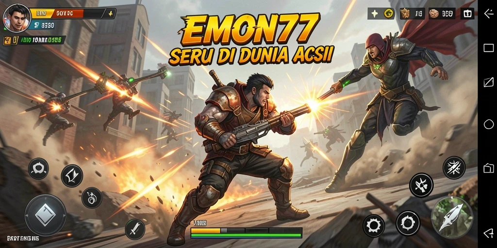 Tampilan gameplay seru dari EMON77 dengan aksi cepat dan pertarungan mendebarkan.