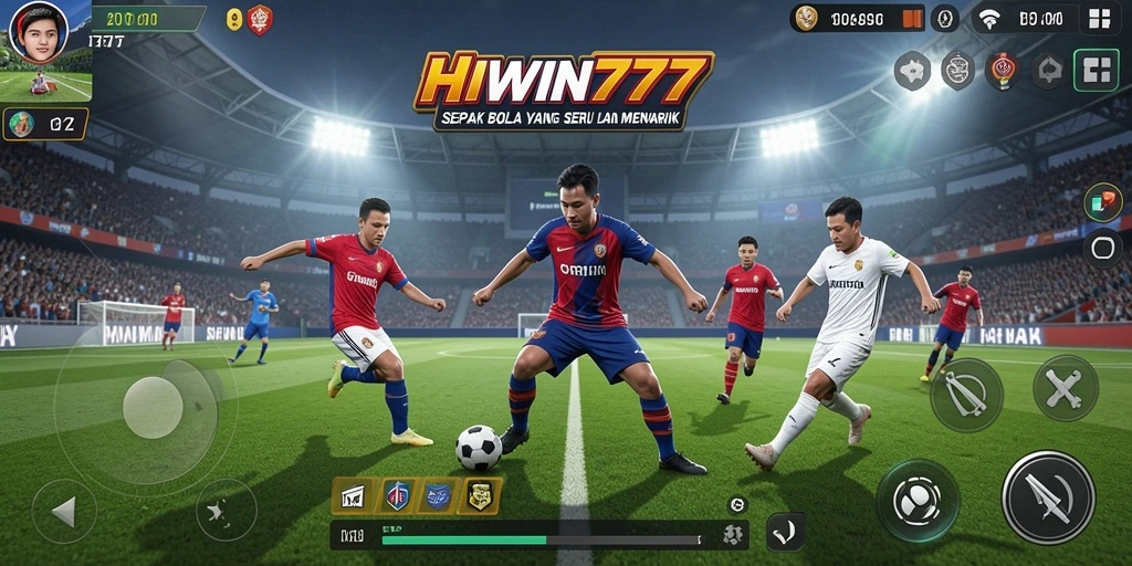 Tampilan gameplay sepak bola yang seru dan dinamis di HIWIN777.