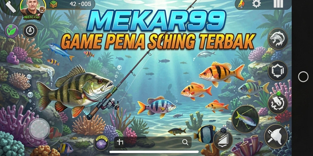 Tampilan gameplay seru dalam MEKAR99 dengan berbagai pilihan ikan.