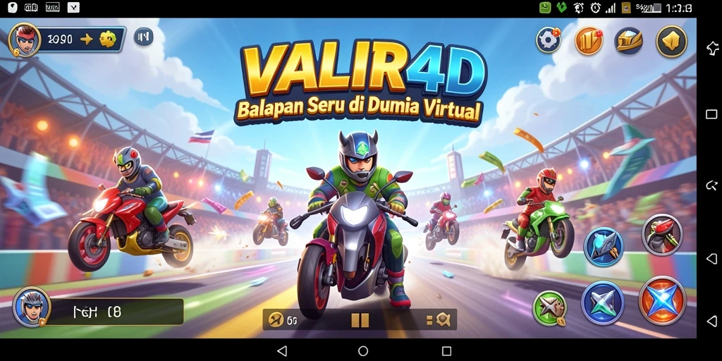 Screenshot VALIR4D menampilkan balapan seru dengan grafik yang menakjubkan.