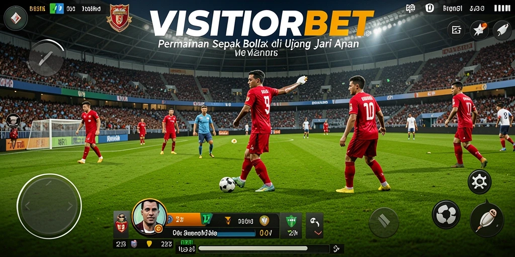 Tampilan gameplay seru di VISITORBET dengan aksi sepak bola nyata.