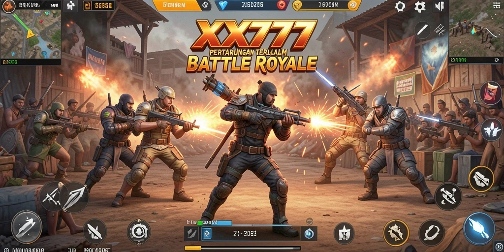Tampilan aksi seru gameplay Battle Royale di XXX777.